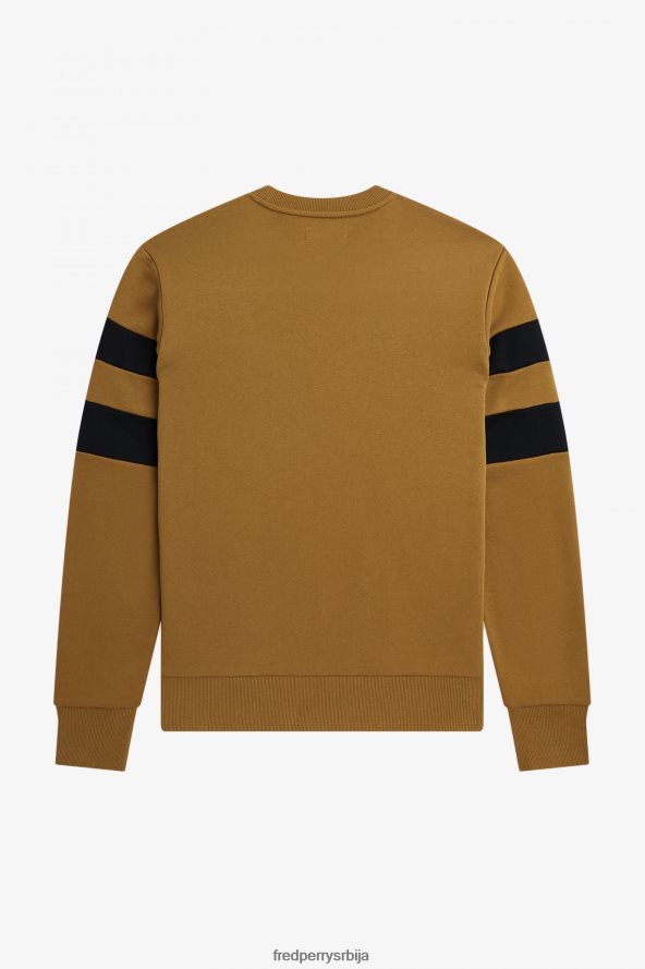 одећу рс Fred Perry мушкарци дуксерица са врховима рукава тамна карамела 68TD6P398