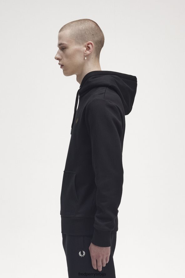 одећу рс Fred Perry мушкарци дуксерица са капуљачом од ловоровог венца црн 68TD6P400