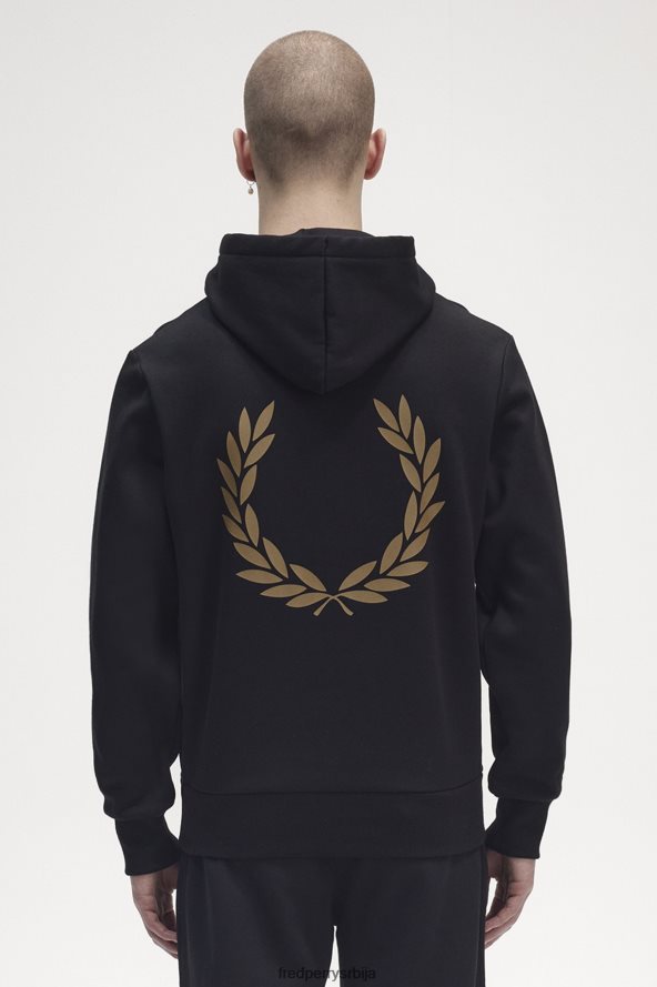 одећу рс Fred Perry мушкарци дуксерица са капуљачом од ловоровог венца црн 68TD6P400