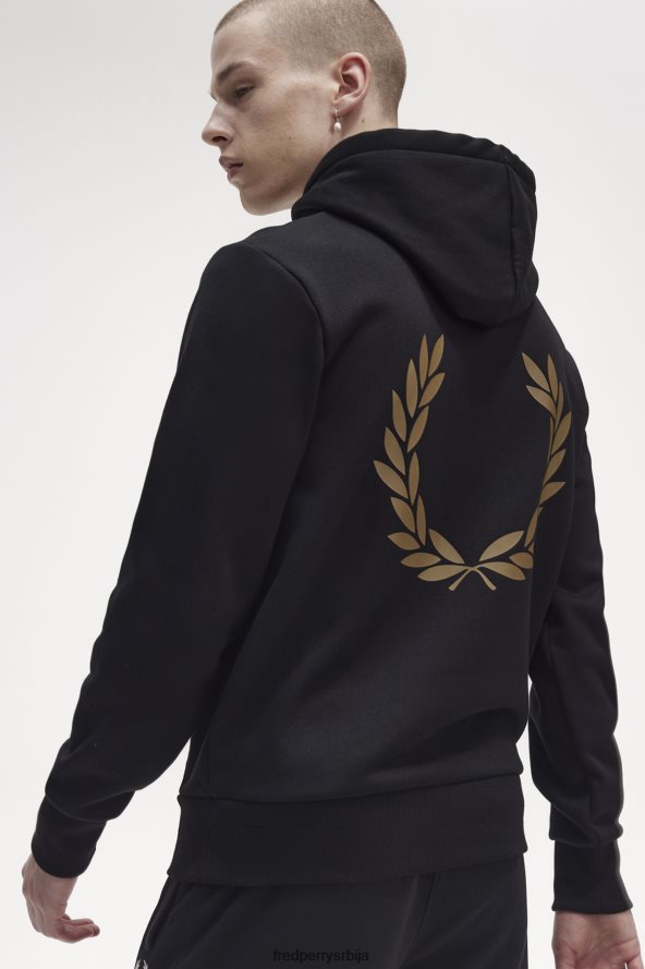 одећу рс Fred Perry мушкарци дуксерица са капуљачом од ловоровог венца црн 68TD6P400