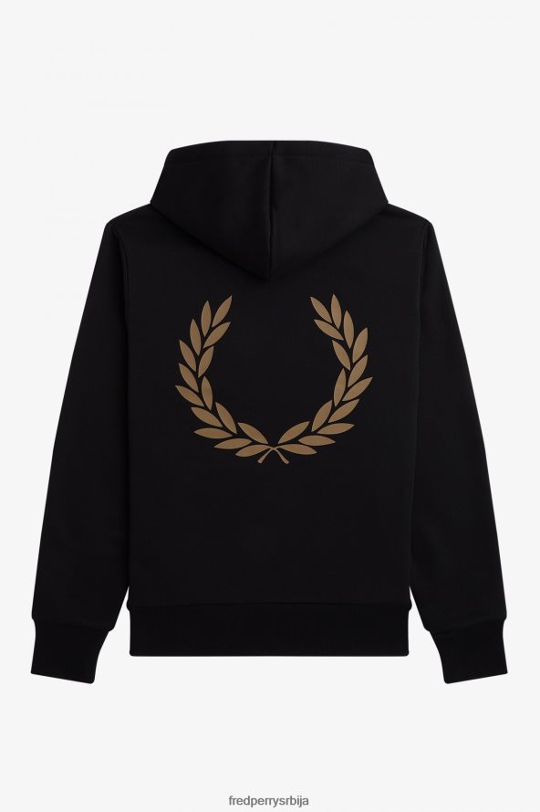одећу рс Fred Perry мушкарци дуксерица са капуљачом од ловоровог венца црн 68TD6P400
