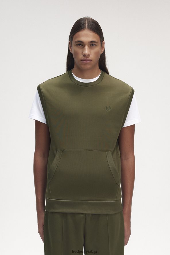 одећу рс Fred Perry мушкарци трико мајица без рукава једнолично зелено 68TD6P404