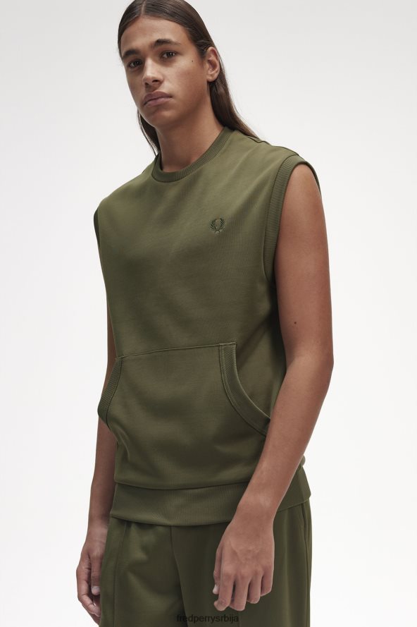 одећу рс Fred Perry мушкарци трико мајица без рукава једнолично зелено 68TD6P404
