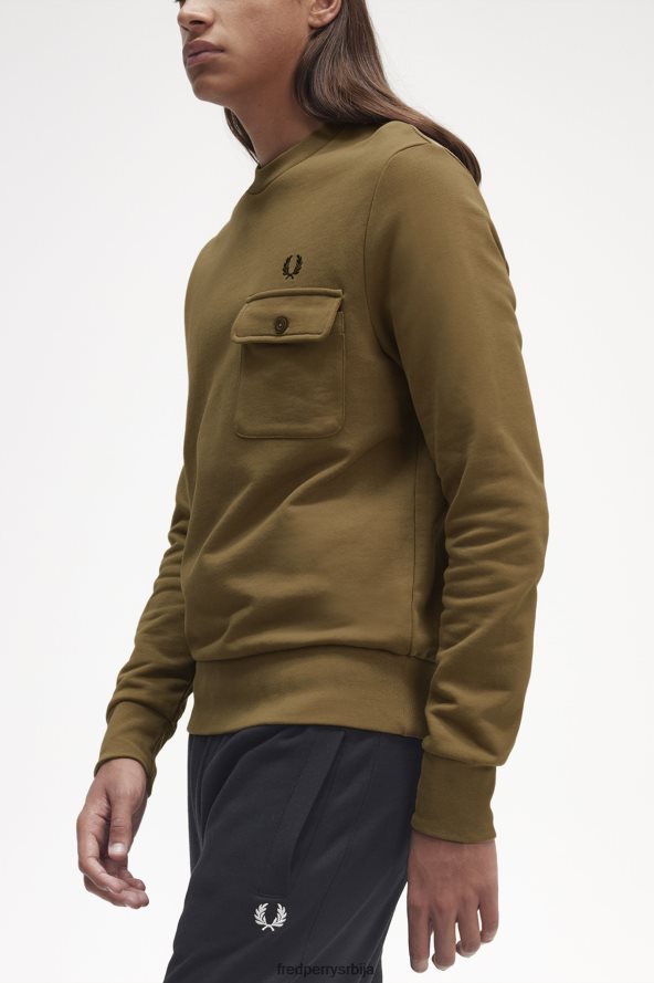 одећу рс Fred Perry мушкарци дукс са округлим изрезом са џепним детаљима осенченог камена 68TD6P412