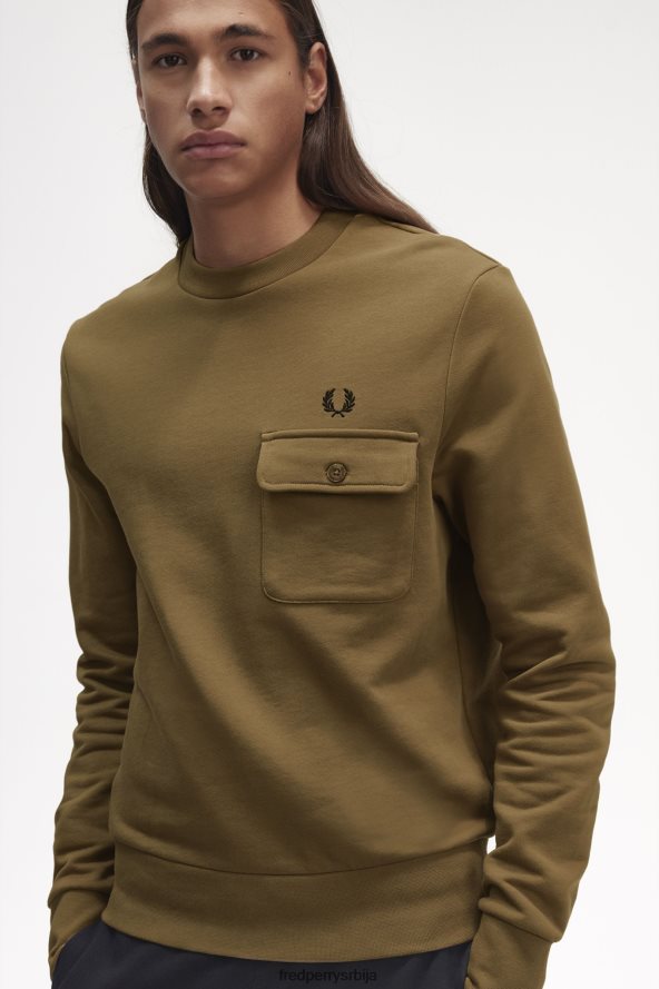 одећу рс Fred Perry мушкарци дукс са округлим изрезом са џепним детаљима осенченог камена 68TD6P412