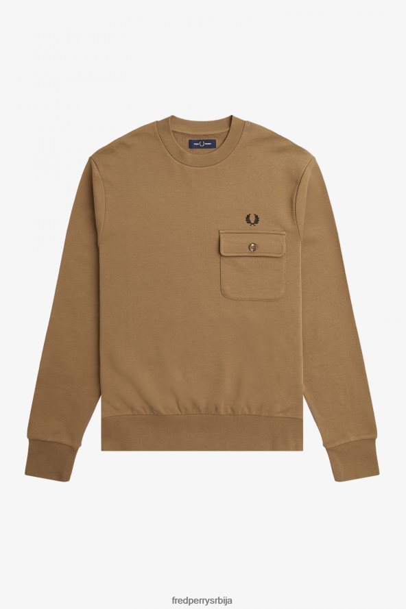 одећу рс Fred Perry мушкарци дукс са округлим изрезом са џепним детаљима осенченог камена 68TD6P412