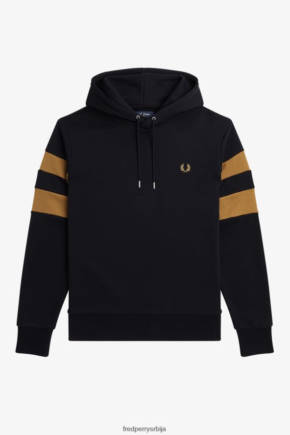 одећу рс Fred Perry мушкарци дуксерица са капуљачом са врховима рукава црн 68TD6P413