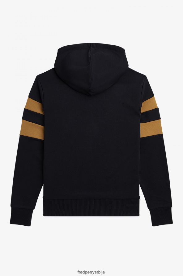 одећу рс Fred Perry мушкарци дуксерица са капуљачом са врховима рукава црн 68TD6P413