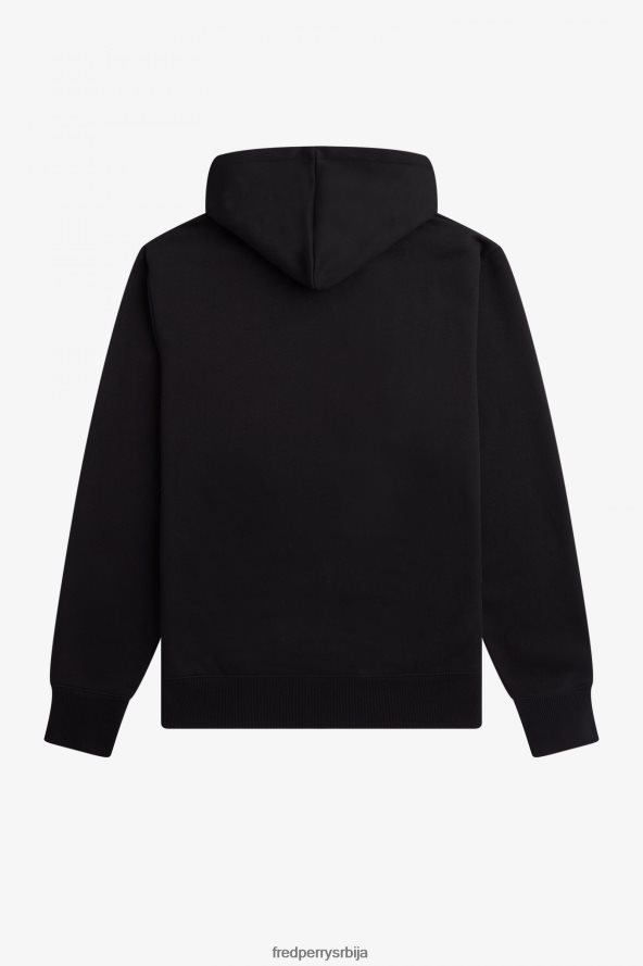 одећу рс Fred Perry мушкарци извезена дуксерица са капуљачом црн 68TD6P415