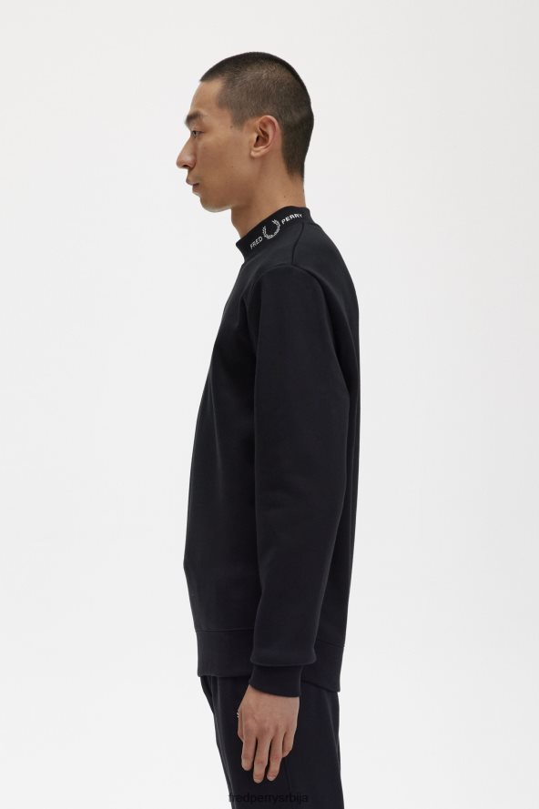 одећу рс Fred Perry мушкарци дуксерица са брендираним крагном црн 68TD6P418