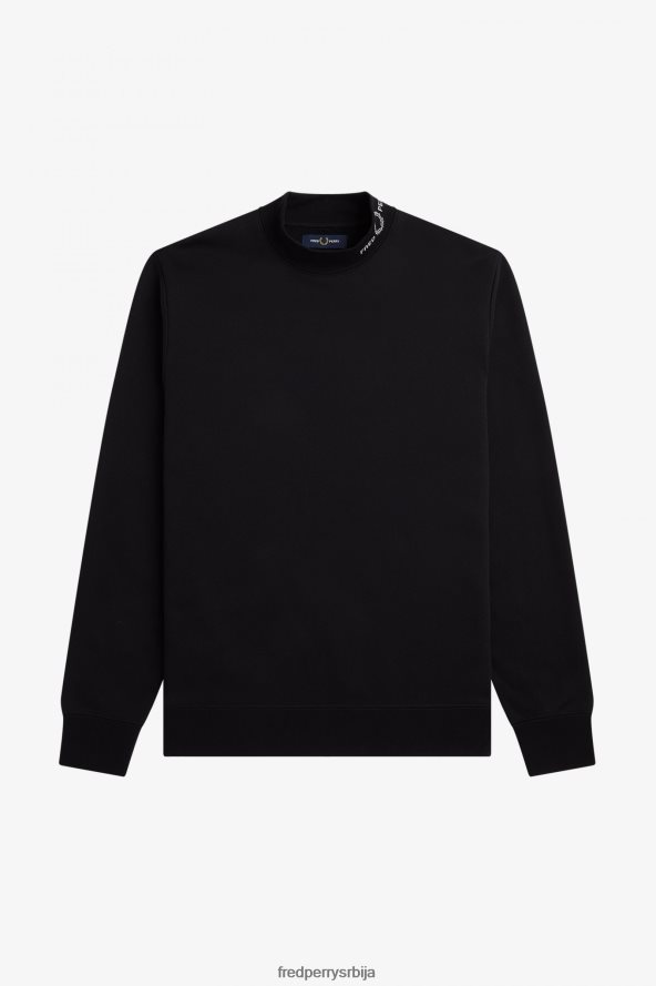 одећу рс Fred Perry мушкарци дуксерица са брендираним крагном црн 68TD6P418