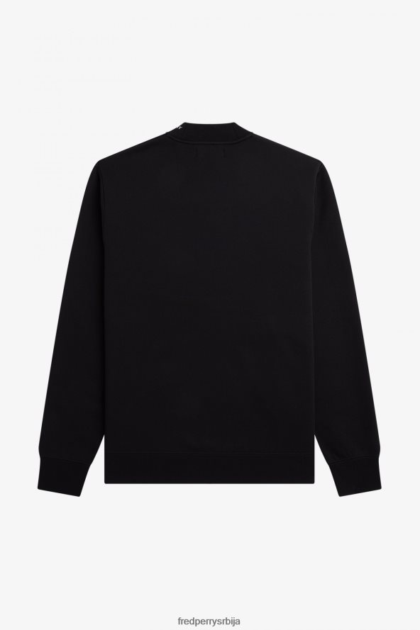 одећу рс Fred Perry мушкарци дуксерица са брендираним крагном црн 68TD6P418