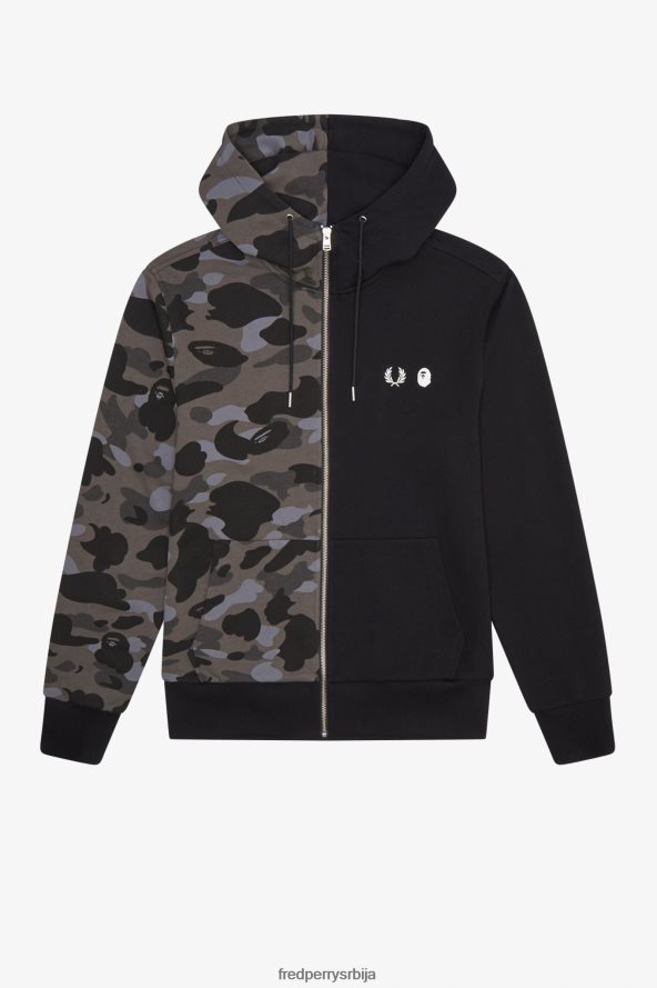 одећу рс Fred Perry мушкарци дукс са капуљачом са патентним затварачем црн 68TD6P432
