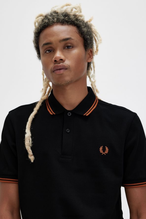 одећу рс Fred Perry мушкарци м3600 1 мајица црна/орашина пахуљица 68TD6P254