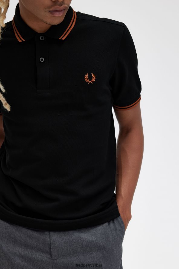 одећу рс Fred Perry мушкарци м3600 1 мајица црна/орашина пахуљица 68TD6P254
