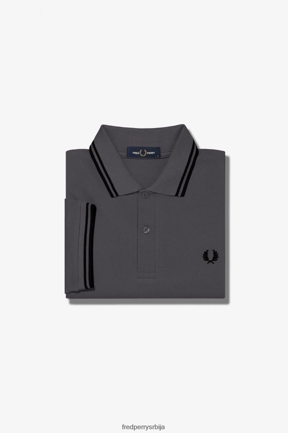 одећу рс Fred Perry мушкарци м3600 2 мајица гунметал/црна 68TD6P286