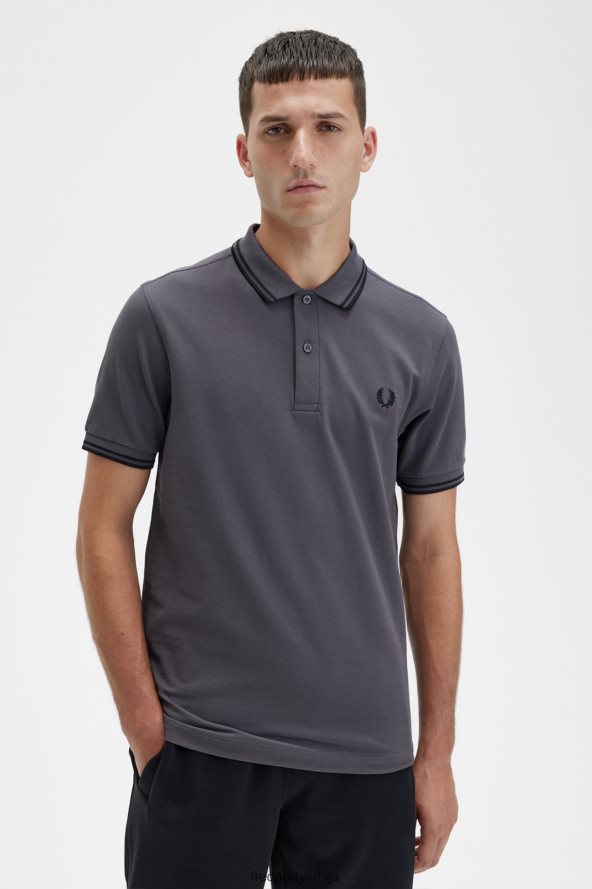 одећу рс Fred Perry мушкарци м3600 2 мајица гунметал/црна 68TD6P286