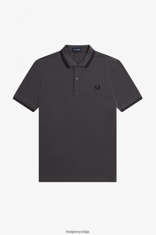 одећу рс Fred Perry мушкарци м3600 2 мајица гунметал/црна 68TD6P286