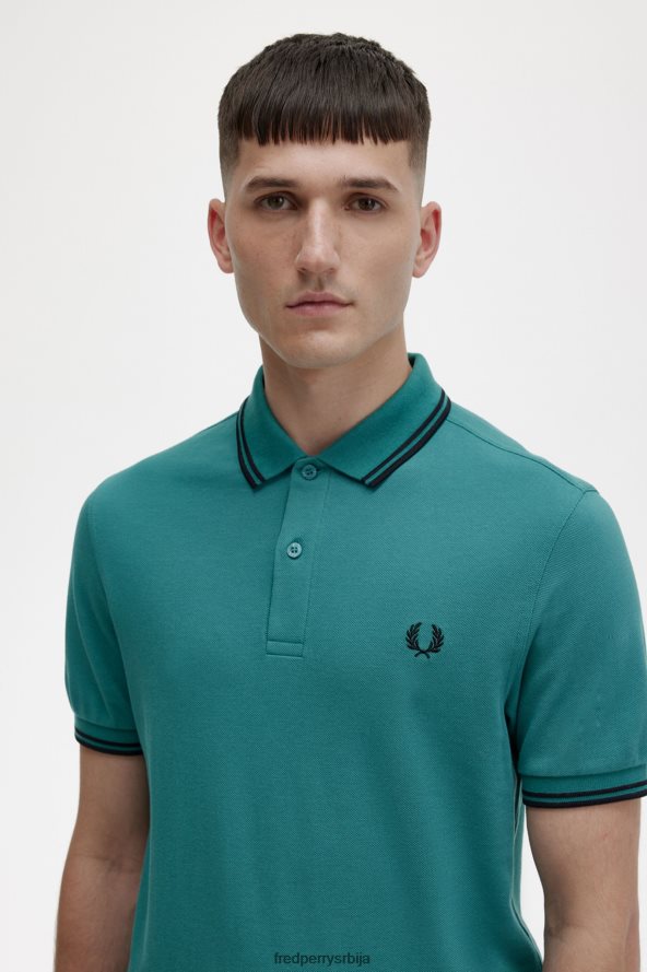 одећу рс Fred Perry мушкарци м3600 3 мајица дубока мента/црна 68TD6P307