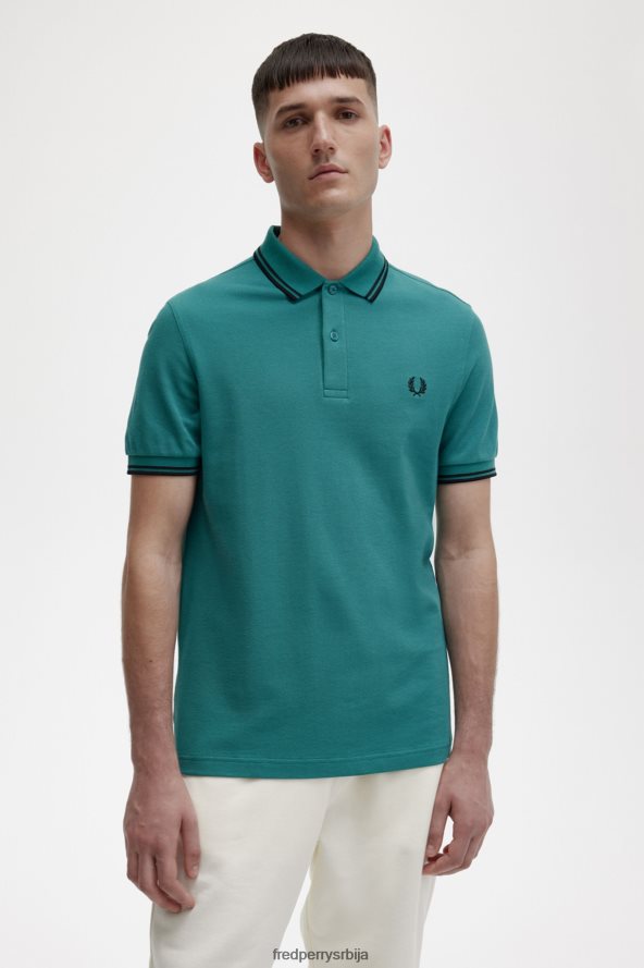 одећу рс Fred Perry мушкарци м3600 3 мајица дубока мента/црна 68TD6P307