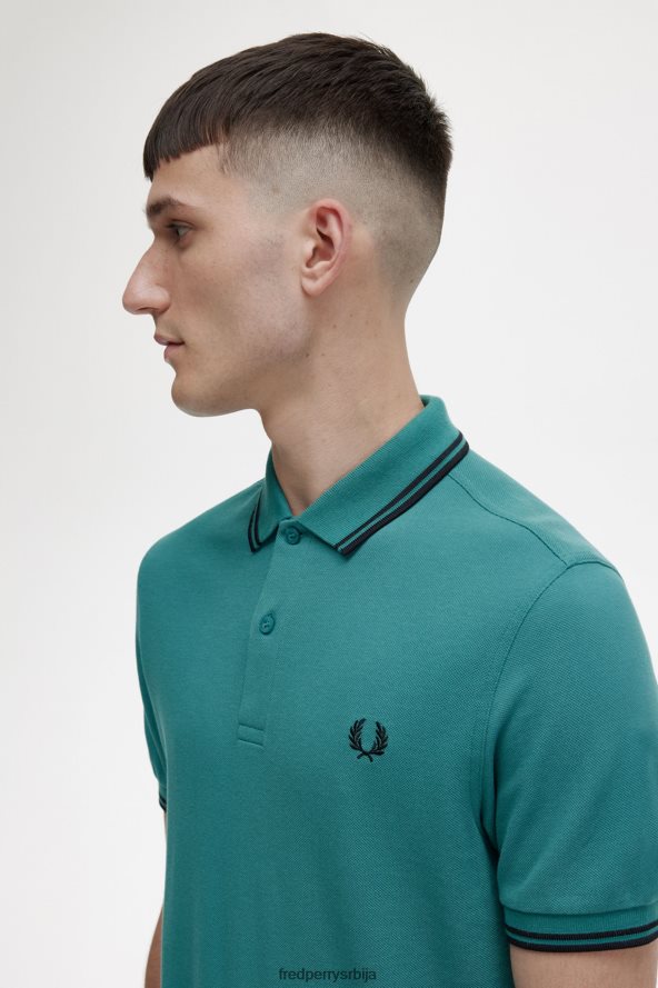 одећу рс Fred Perry мушкарци м3600 3 мајица дубока мента/црна 68TD6P307