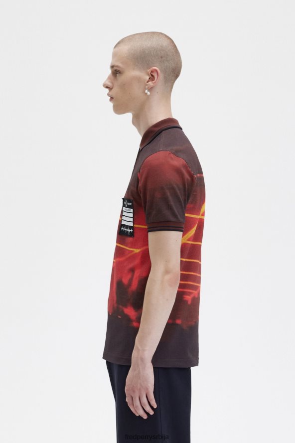 одећу рс Fred Perry мушкарци мајица са графичким принтом стадион црвени 68TD6P272
