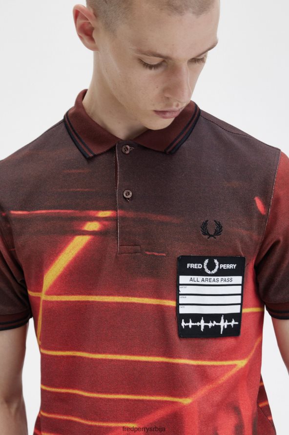 одећу рс Fred Perry мушкарци мајица са графичким принтом стадион црвени 68TD6P272