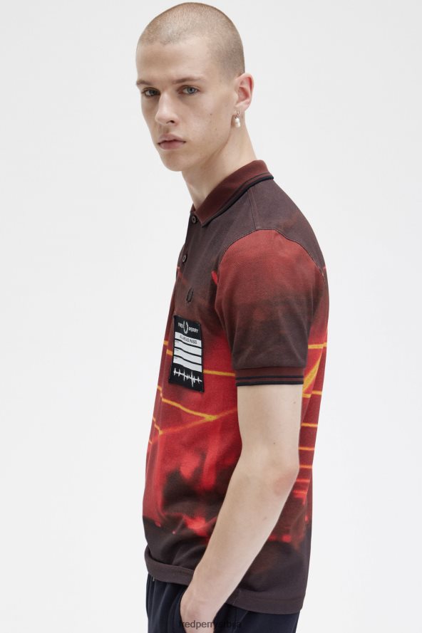 одећу рс Fred Perry мушкарци мајица са графичким принтом стадион црвени 68TD6P272