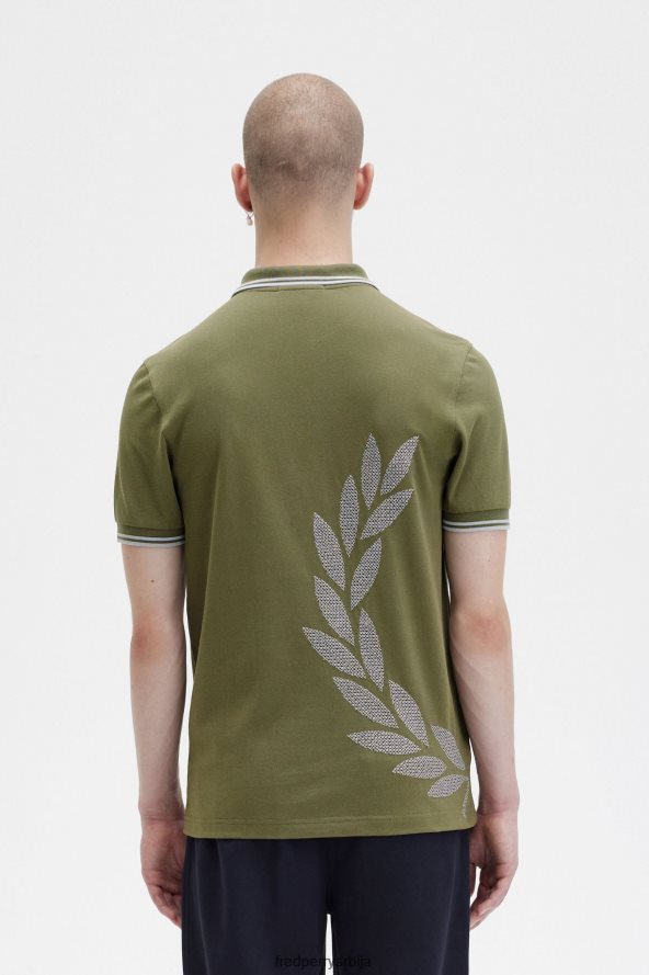одећу рс Fred Perry мушкарци укрштена кошуља од ловоровог венца једнолично зелено 68TD6P273