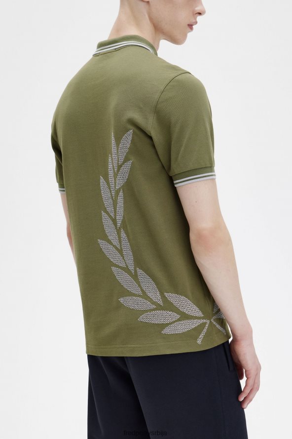 одећу рс Fred Perry мушкарци укрштена кошуља од ловоровог венца једнолично зелено 68TD6P273