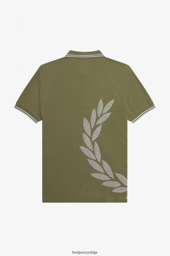 одећу рс Fred Perry мушкарци укрштена кошуља од ловоровог венца једнолично зелено 68TD6P273