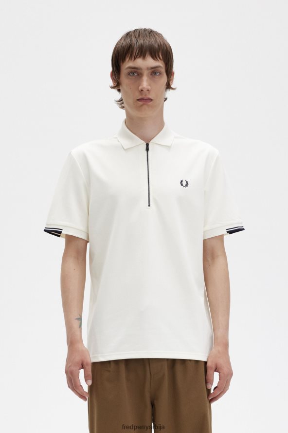 одећу рс Fred Perry мушкарци поло мајица са рајсфершлусом ецру 68TD6P278