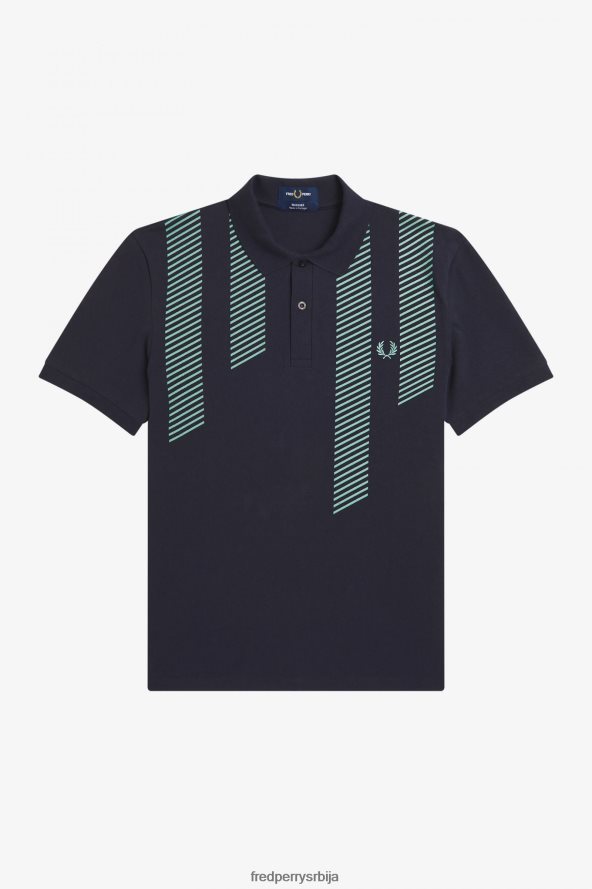 одећу рс Fred Perry мушкарци поло мајица са глитцх пругама морнарица 68TD6P280