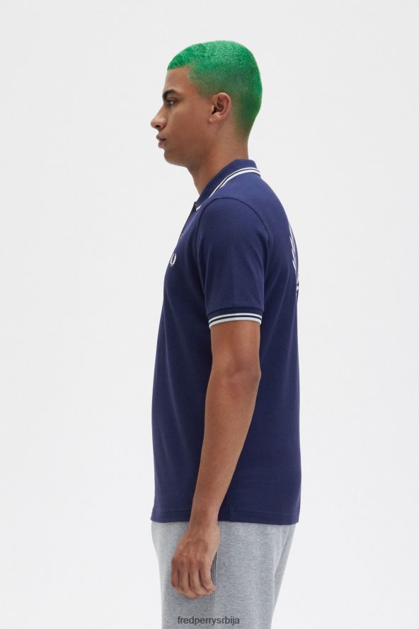одећу рс Fred Perry мушкарци поло мајица са графиком позади француска морнарица 68TD6P281