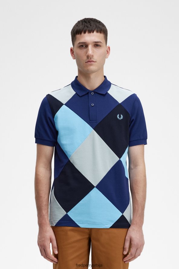 одећу рс Fred Perry мушкарци харлекин поло мајица француска морнарица 68TD6P337