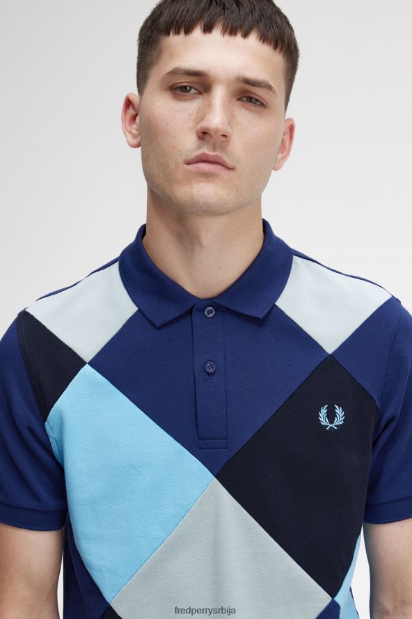 одећу рс Fred Perry мушкарци харлекин поло мајица француска морнарица 68TD6P337
