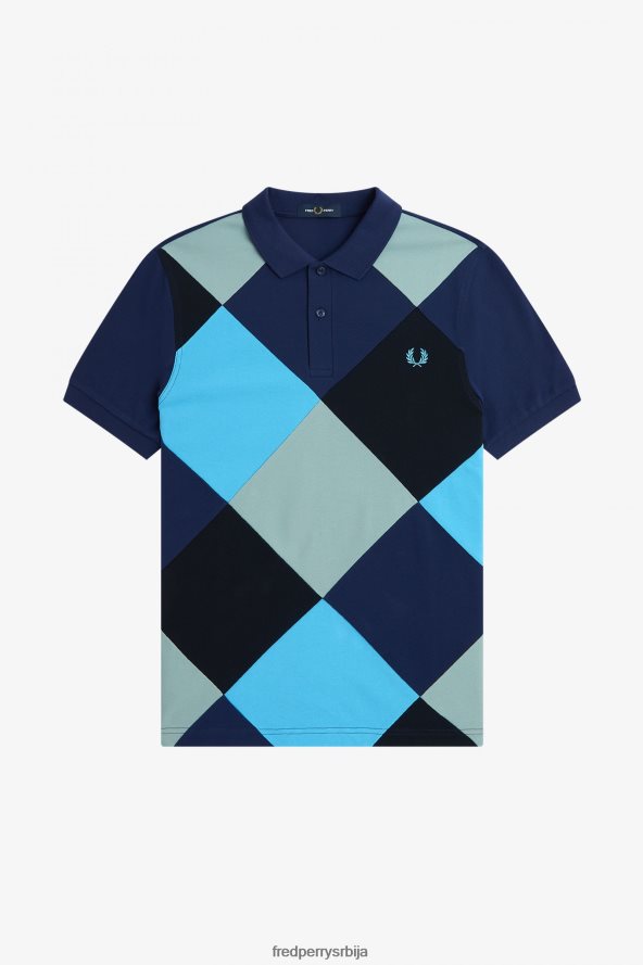 одећу рс Fred Perry мушкарци харлекин поло мајица француска морнарица 68TD6P337