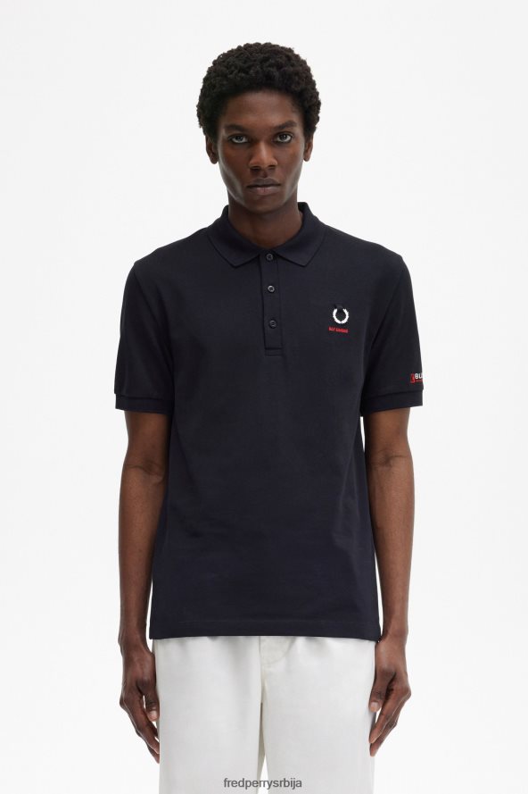 одећу рс Fred Perry мушкарци поло мајица са штампаним рукавима црн 68TD6P344
