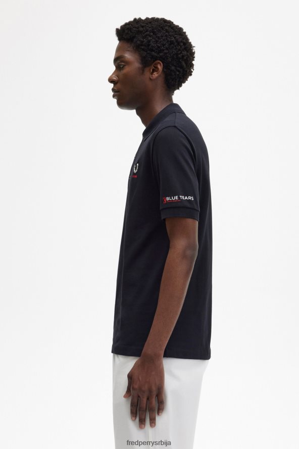 одећу рс Fred Perry мушкарци поло мајица са штампаним рукавима црн 68TD6P344