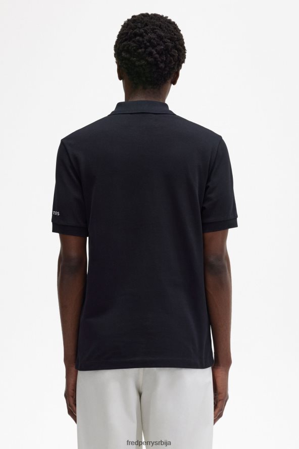 одећу рс Fred Perry мушкарци поло мајица са штампаним рукавима црн 68TD6P344