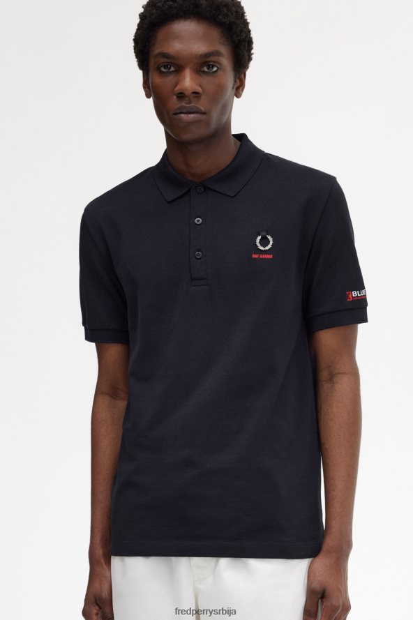 одећу рс Fred Perry мушкарци поло мајица са штампаним рукавима црн 68TD6P344