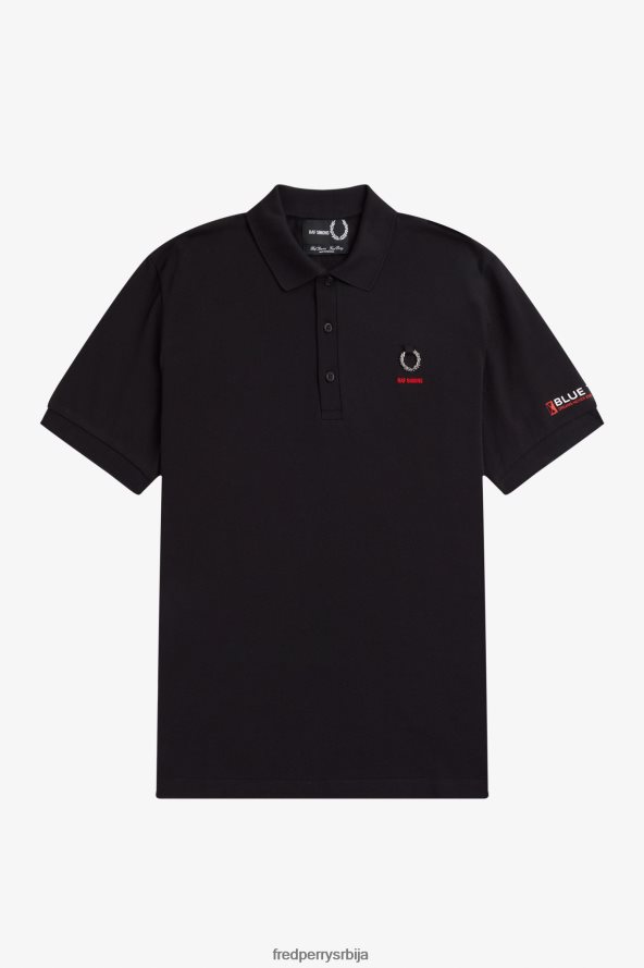 одећу рс Fred Perry мушкарци поло мајица са штампаним рукавима црн 68TD6P344
