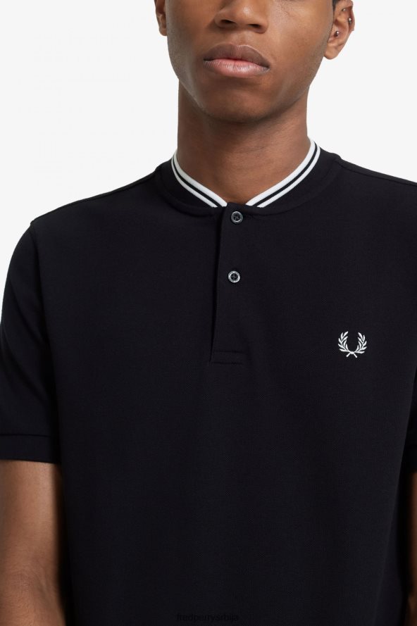 одећу рс Fred Perry мушкарци поло мајица са бомбер крагном црн 68TD6P349