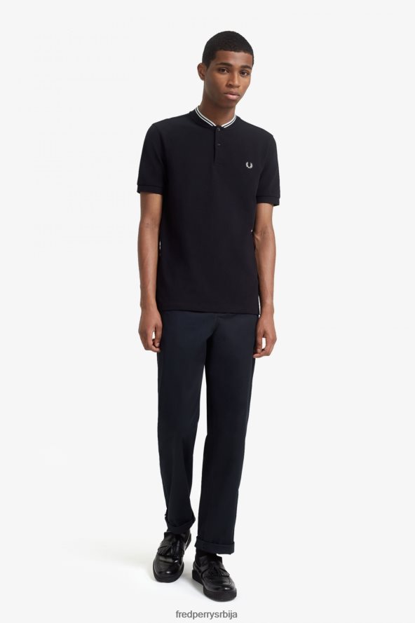 одећу рс Fred Perry мушкарци поло мајица са бомбер крагном црн 68TD6P349