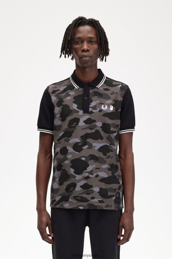одећу рс Fred Perry мушкарци маскирна кошуља црн 68TD6P351