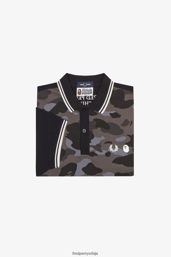 одећу рс Fred Perry мушкарци маскирна кошуља црн 68TD6P351