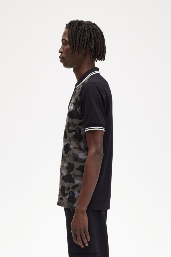 одећу рс Fred Perry мушкарци маскирна кошуља црн 68TD6P351