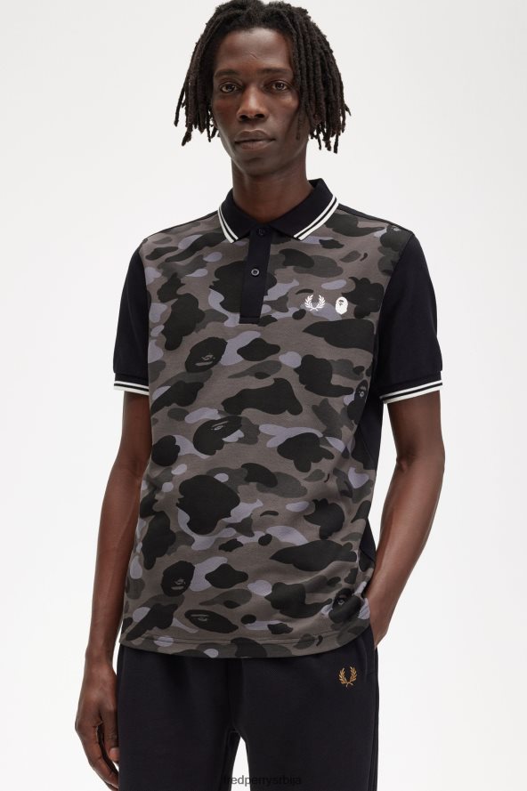 одећу рс Fred Perry мушкарци маскирна кошуља црн 68TD6P351