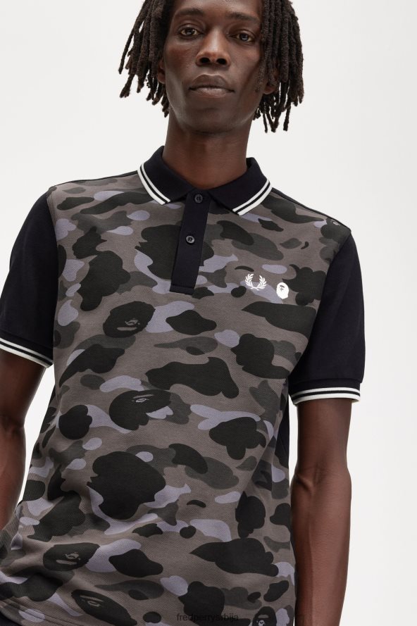 одећу рс Fred Perry мушкарци маскирна кошуља црн 68TD6P351