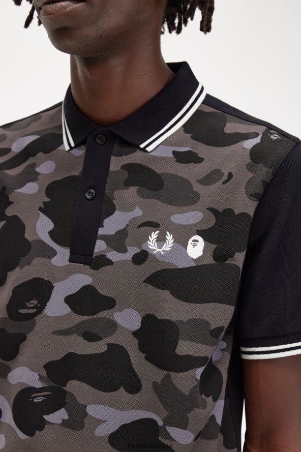 одећу рс Fred Perry мушкарци маскирна кошуља црн 68TD6P351